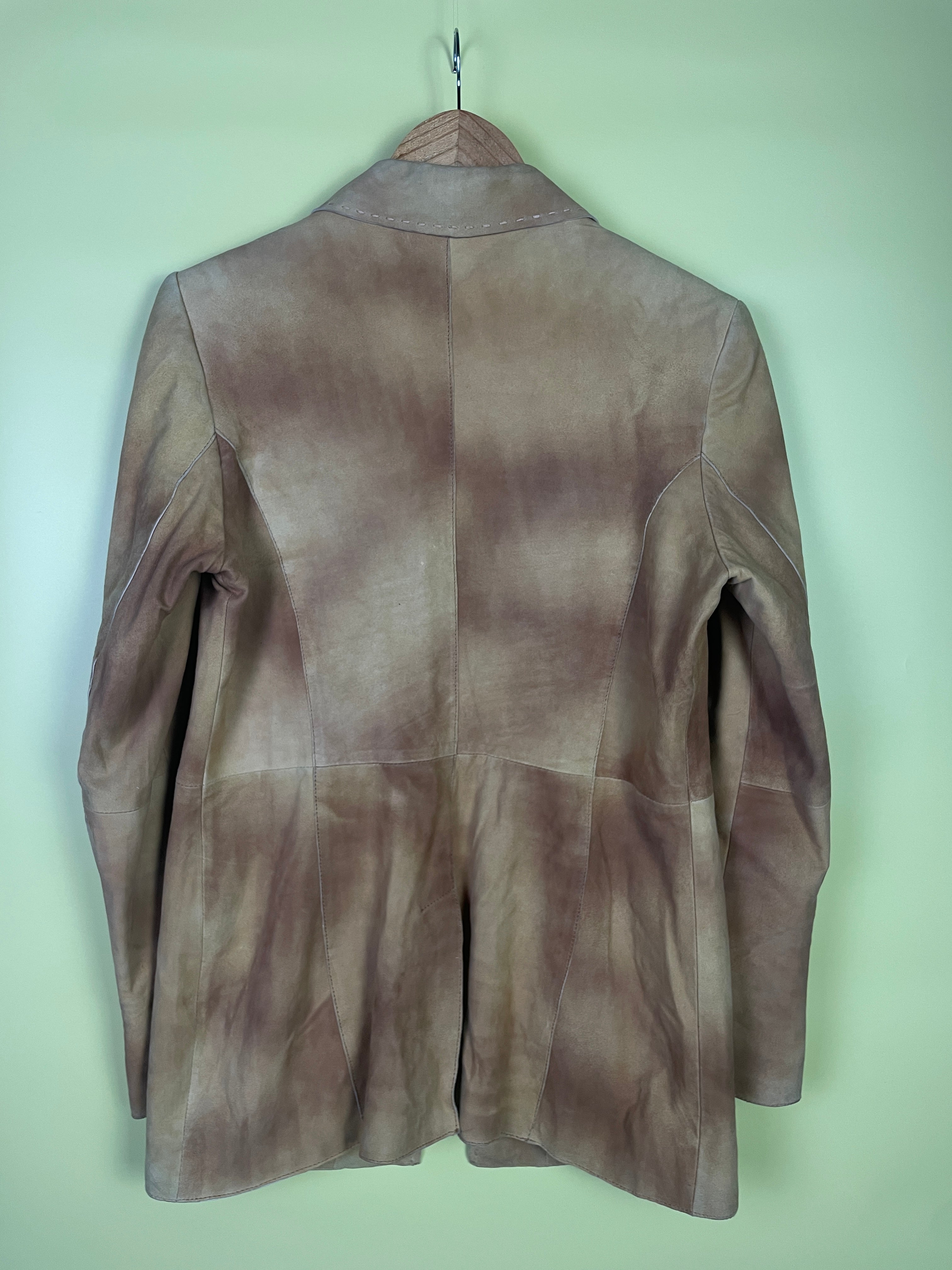 S Leder Blazer gefleckt hellbraun