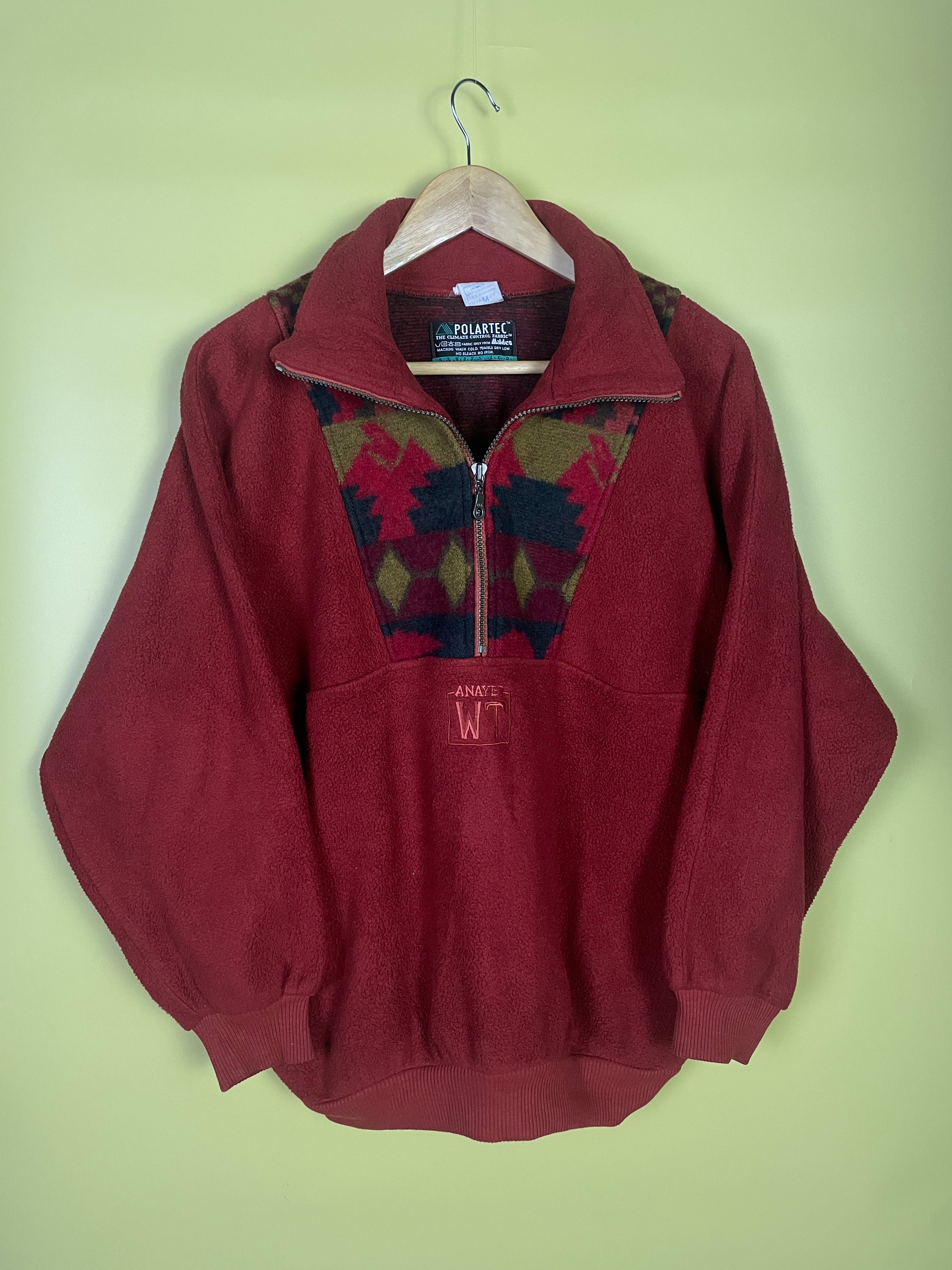 M Fleece Sweater Navajo Muster dunkelrot