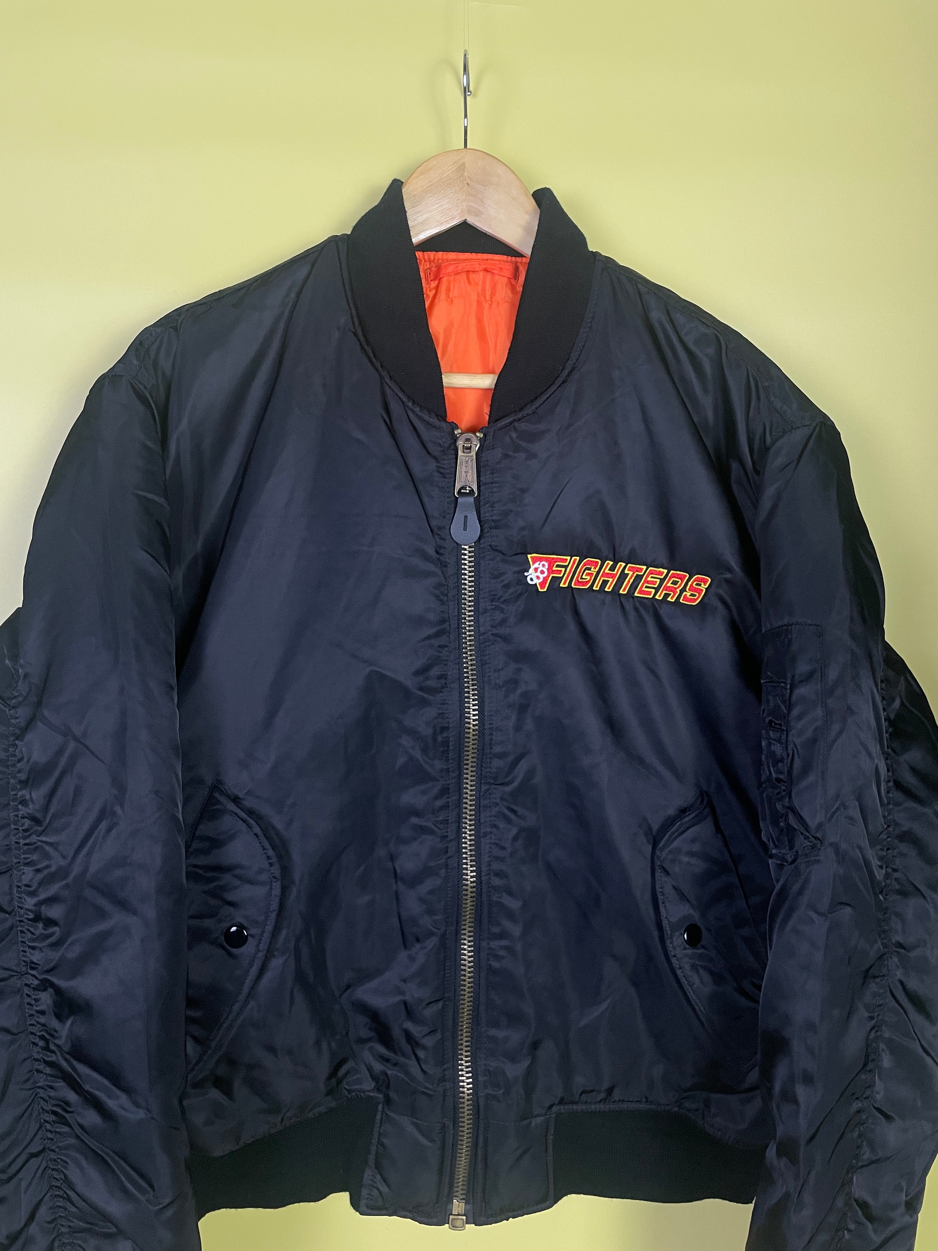 S-M Vintage Bomber Jacke Fighters schwarz