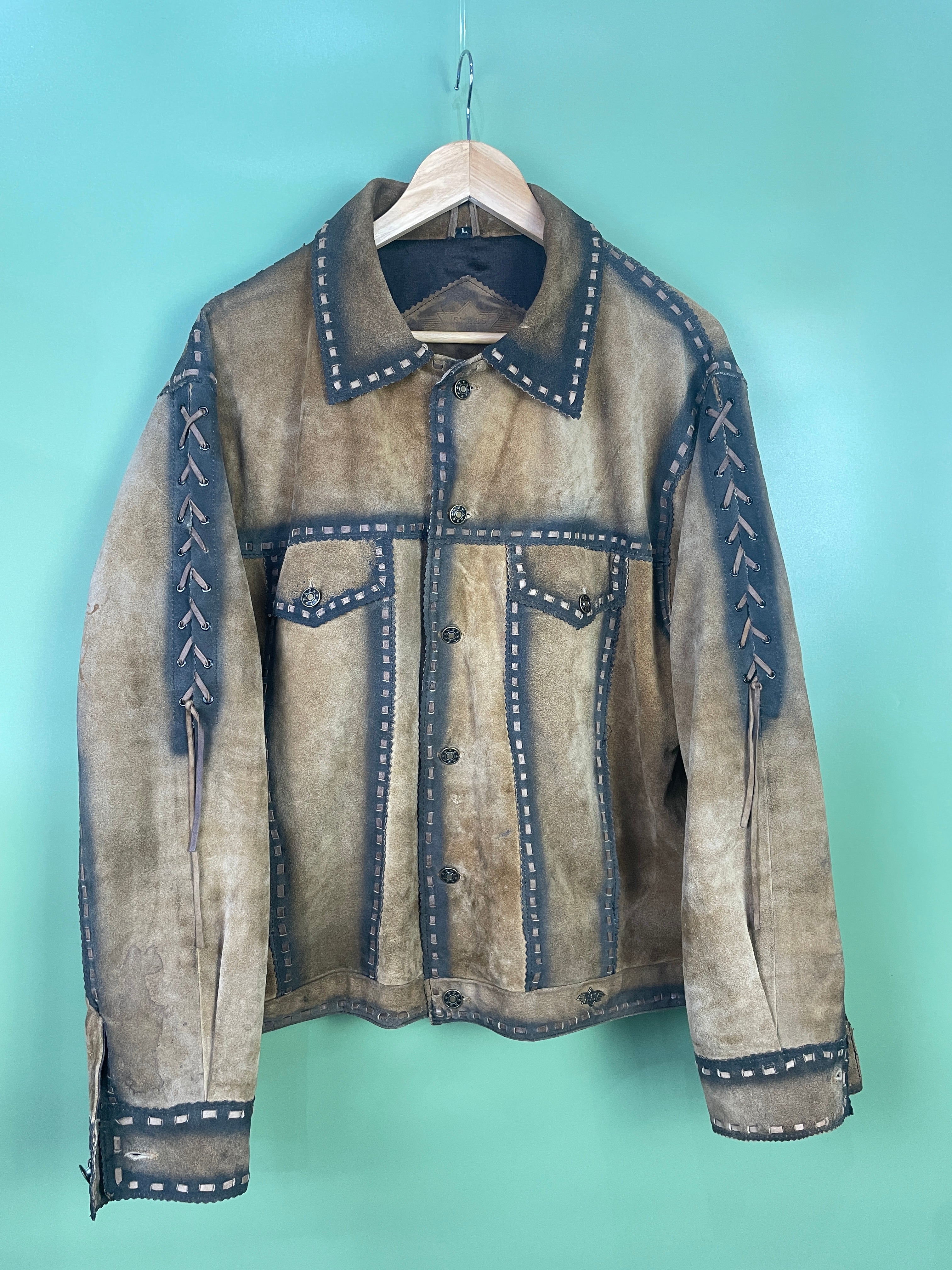 L  Stars and Stripes Suede Jacket