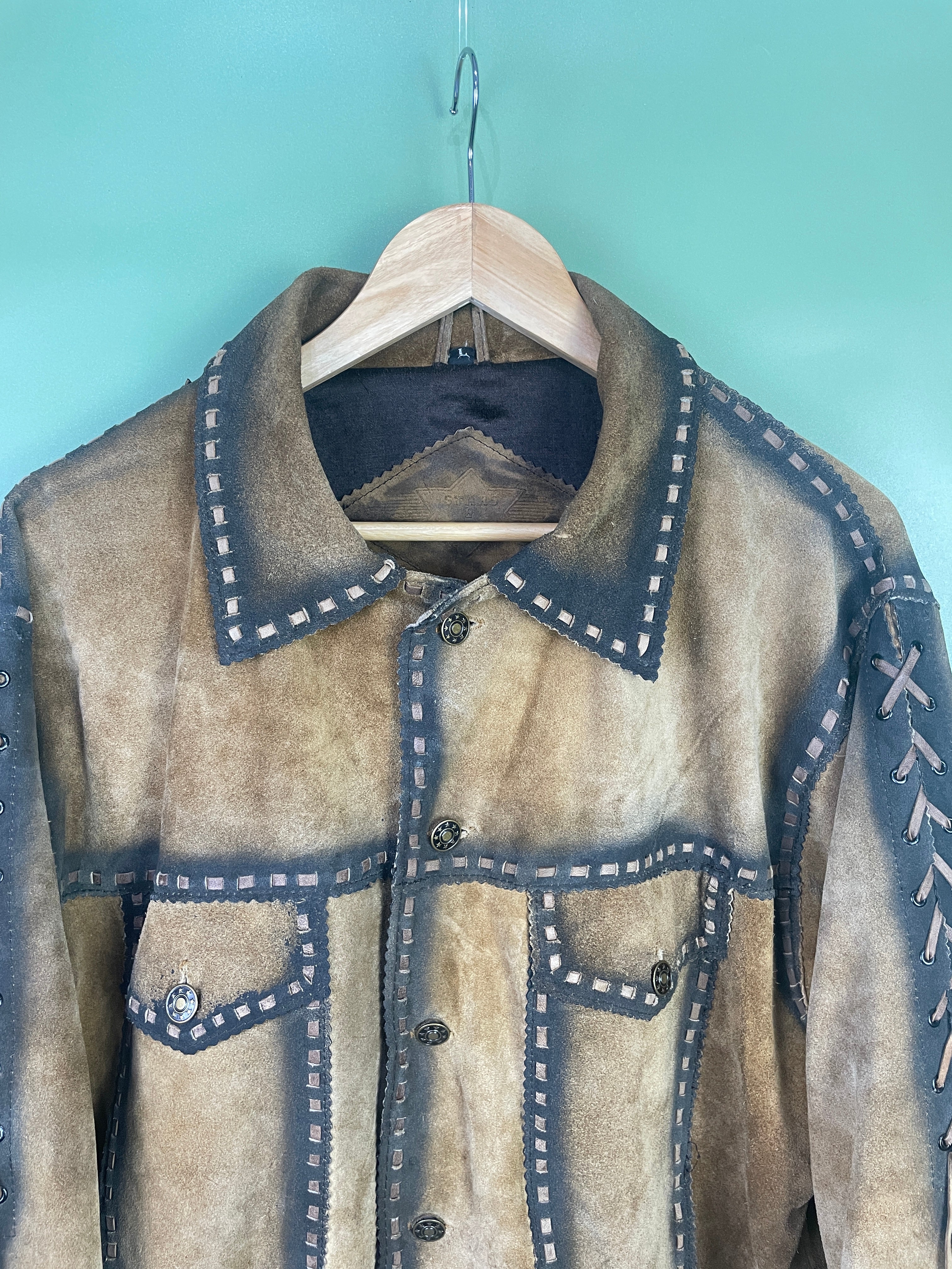 L  Stars and Stripes Suede Jacket
