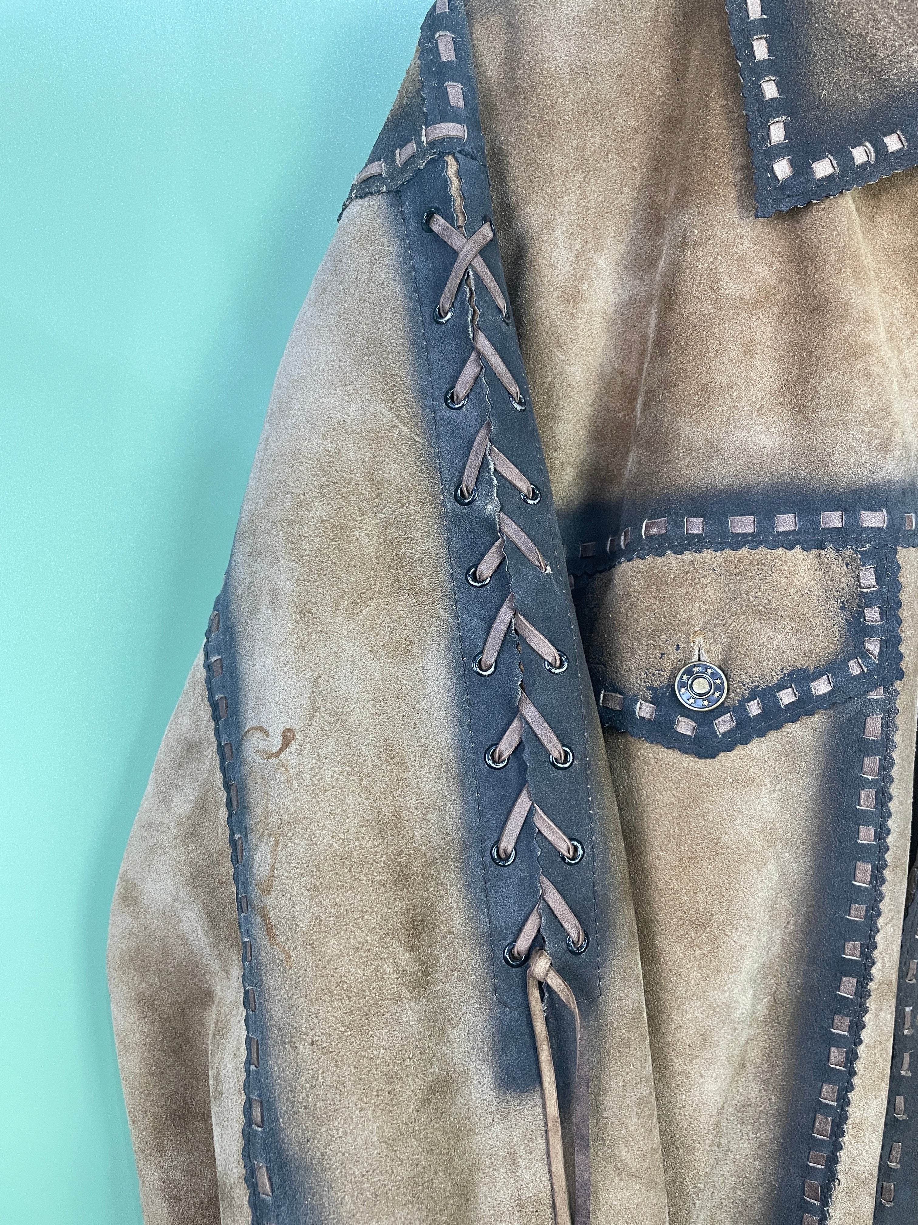 L  Stars and Stripes Suede Jacket