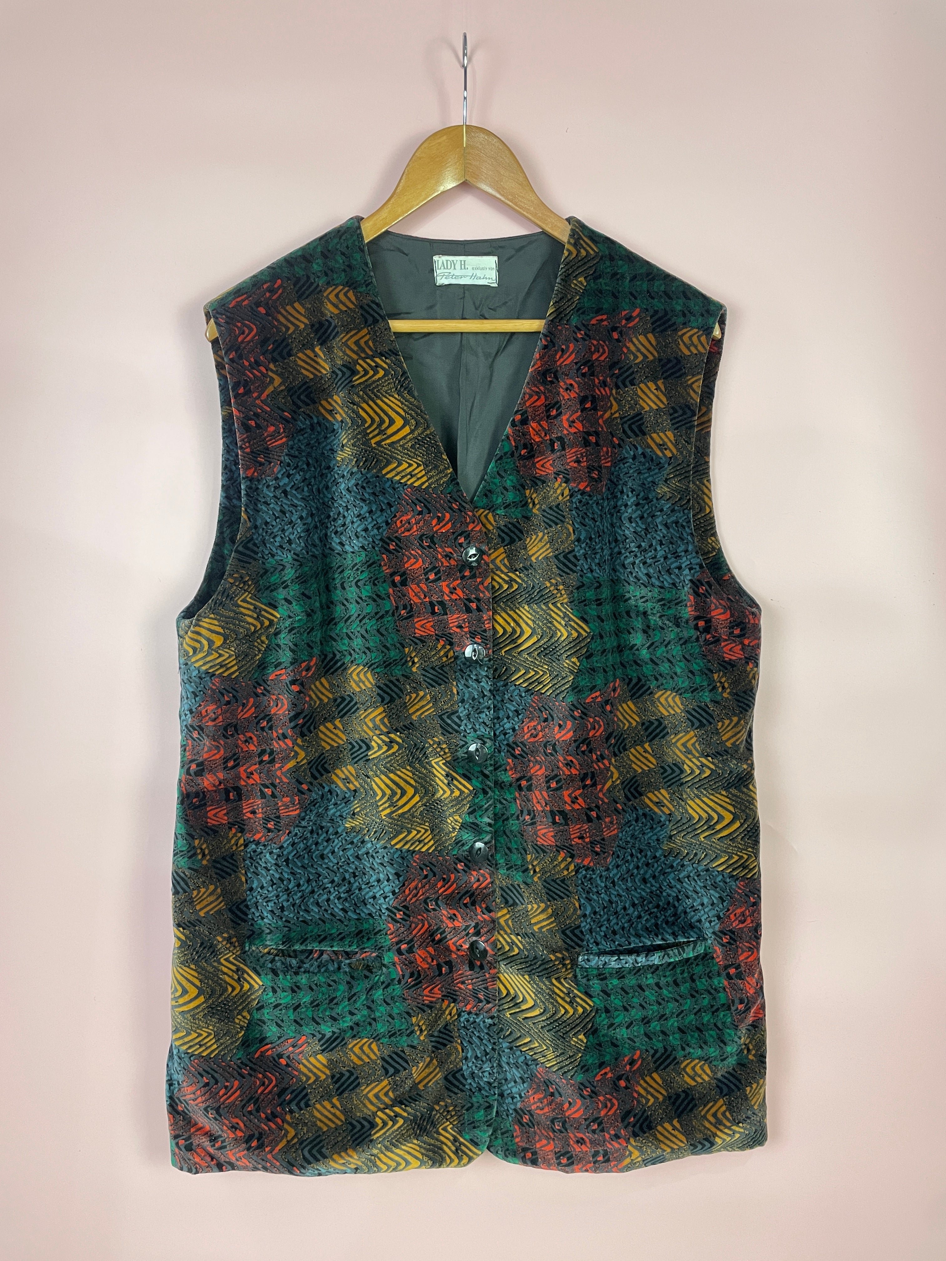 L-XL Weste Nicki Stoff Weste bunt