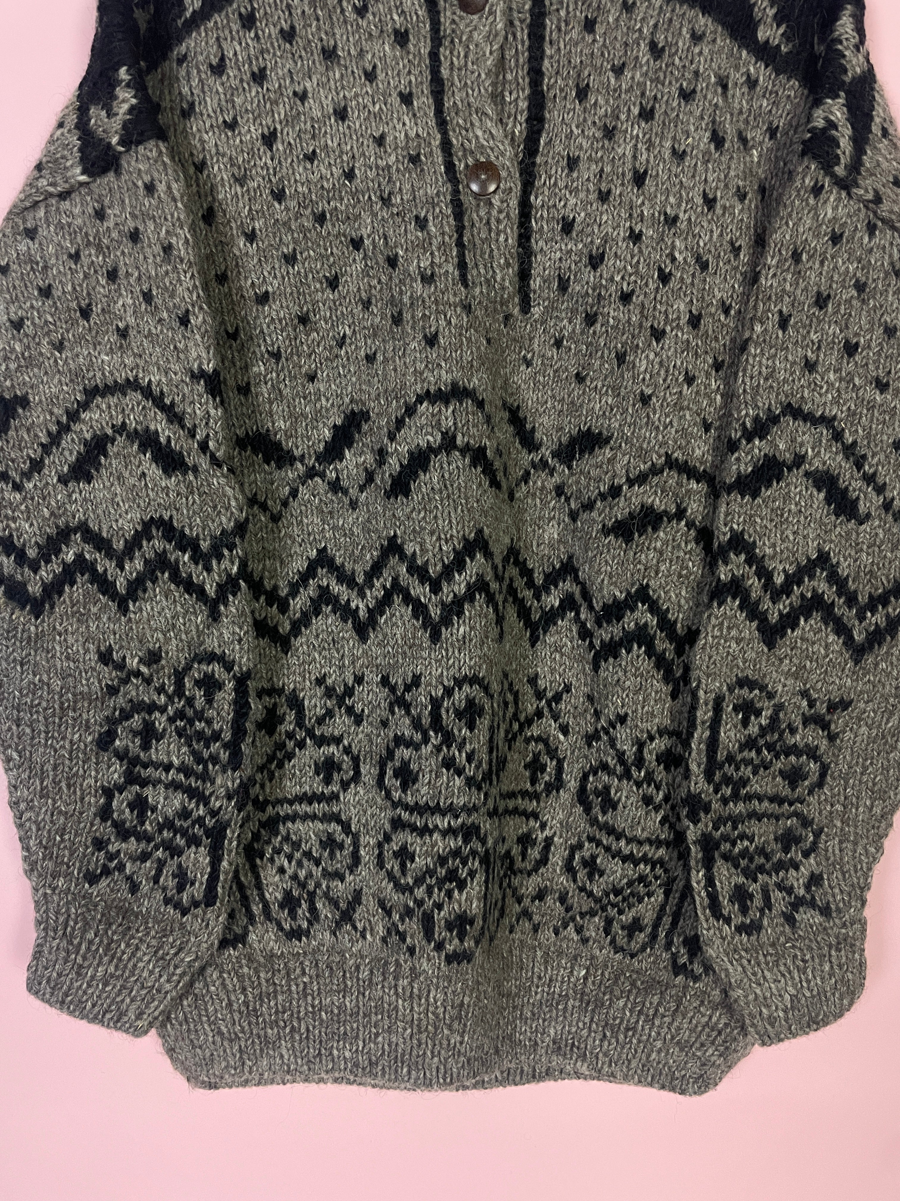 L 100% Wolle Pullover Boho
