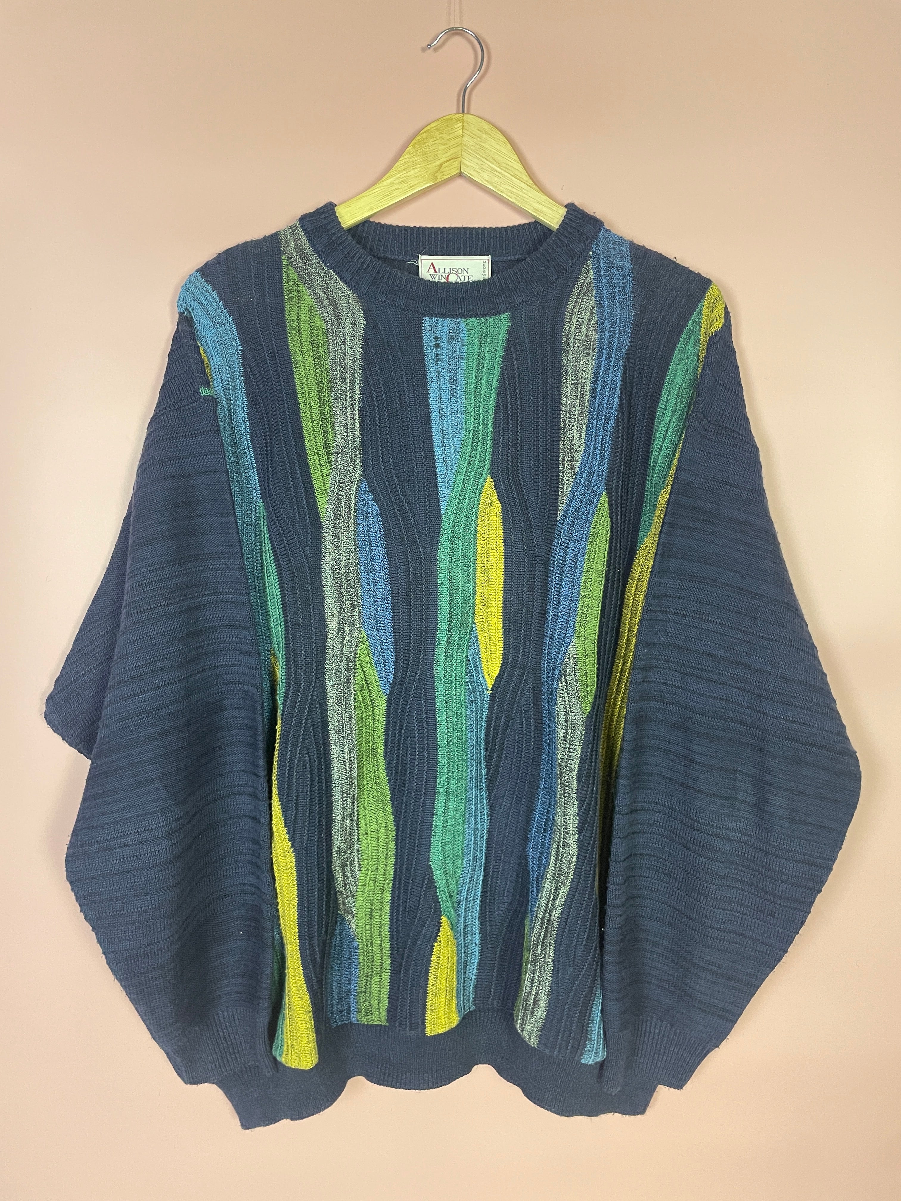 M Pullover abstrakte Streifen blau