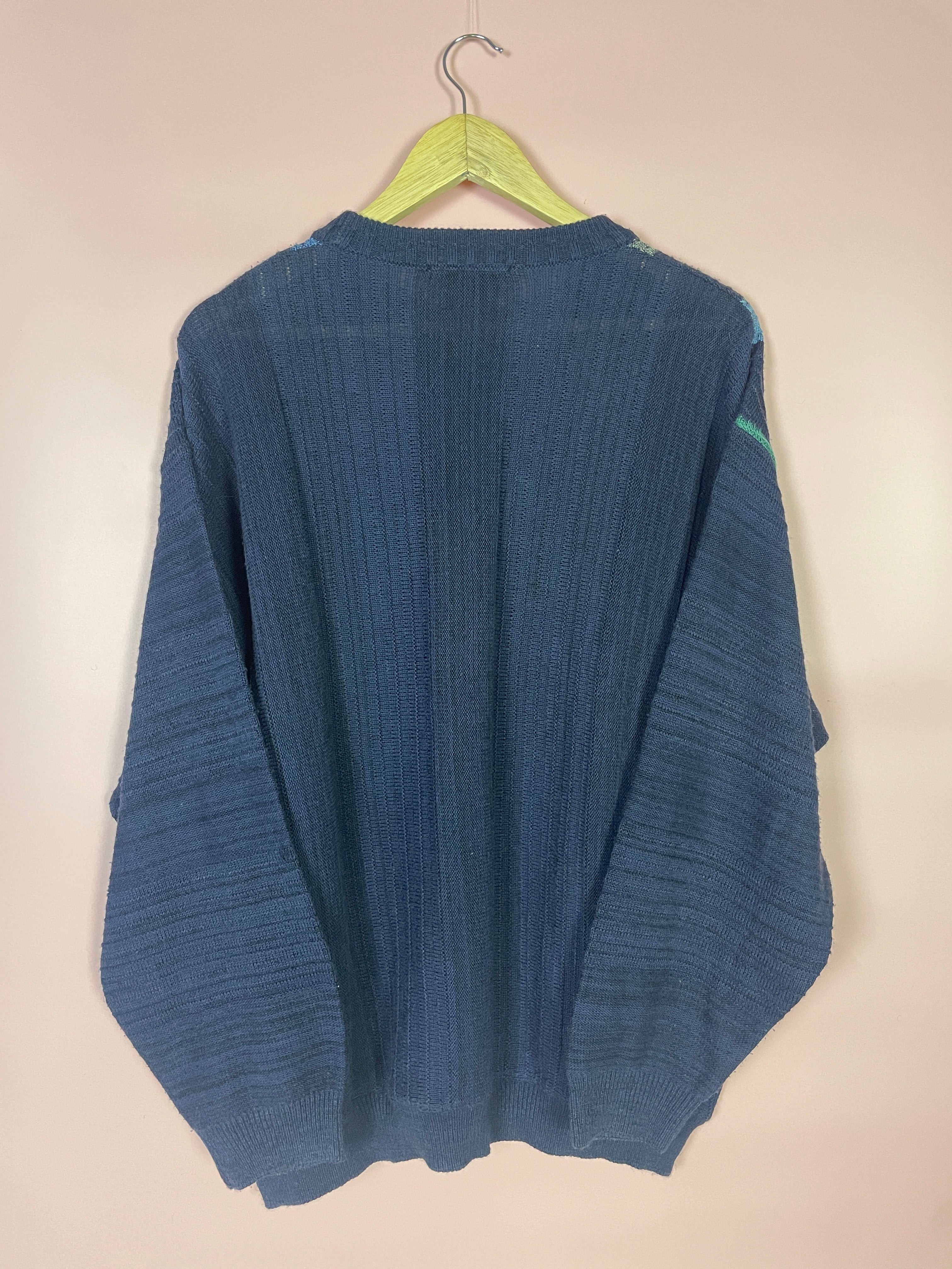 M Pullover abstrakte Streifen blau