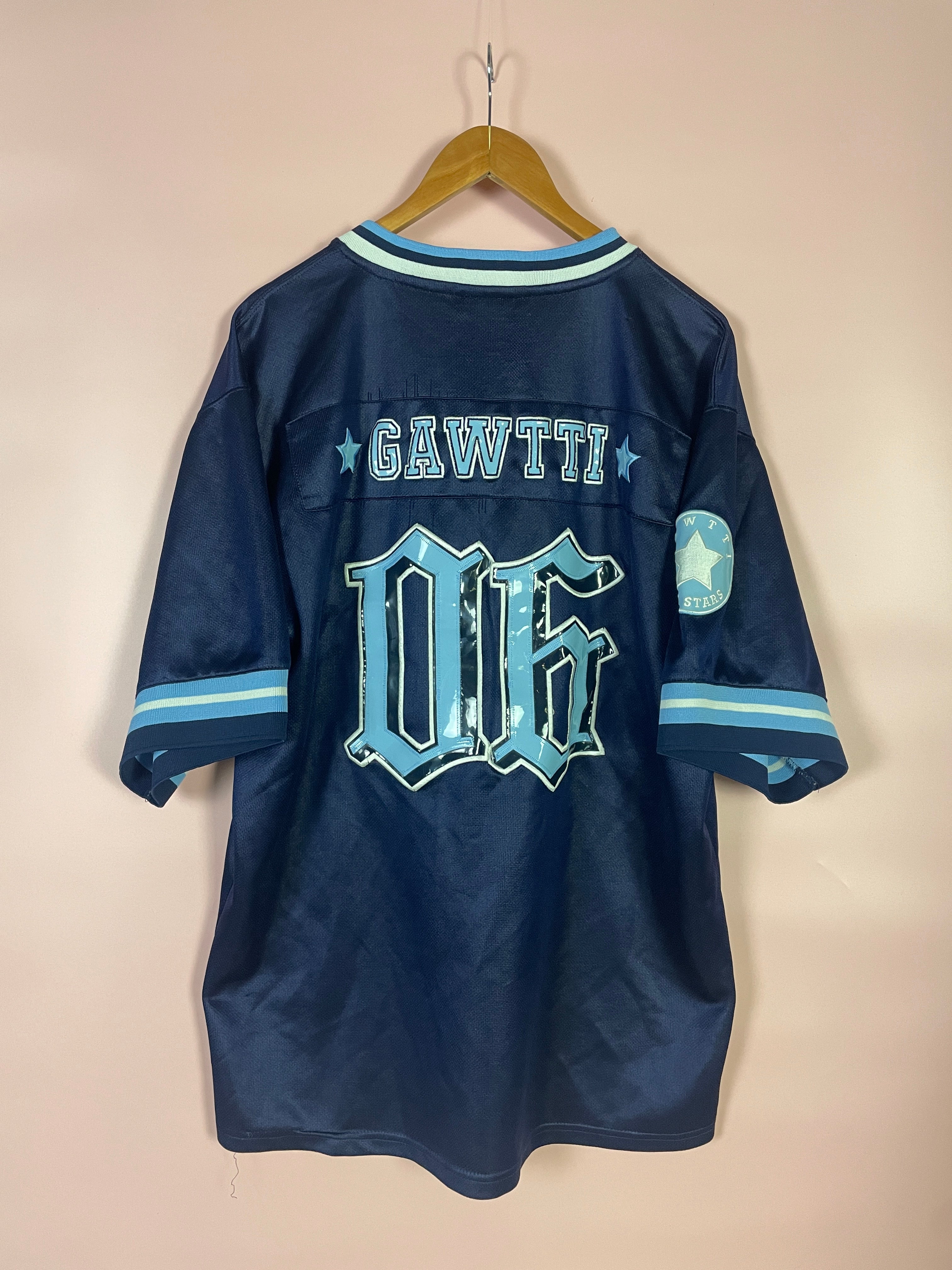 L Gawtti Jersey Vintage T-Shirt blau Hip Hop 90er
