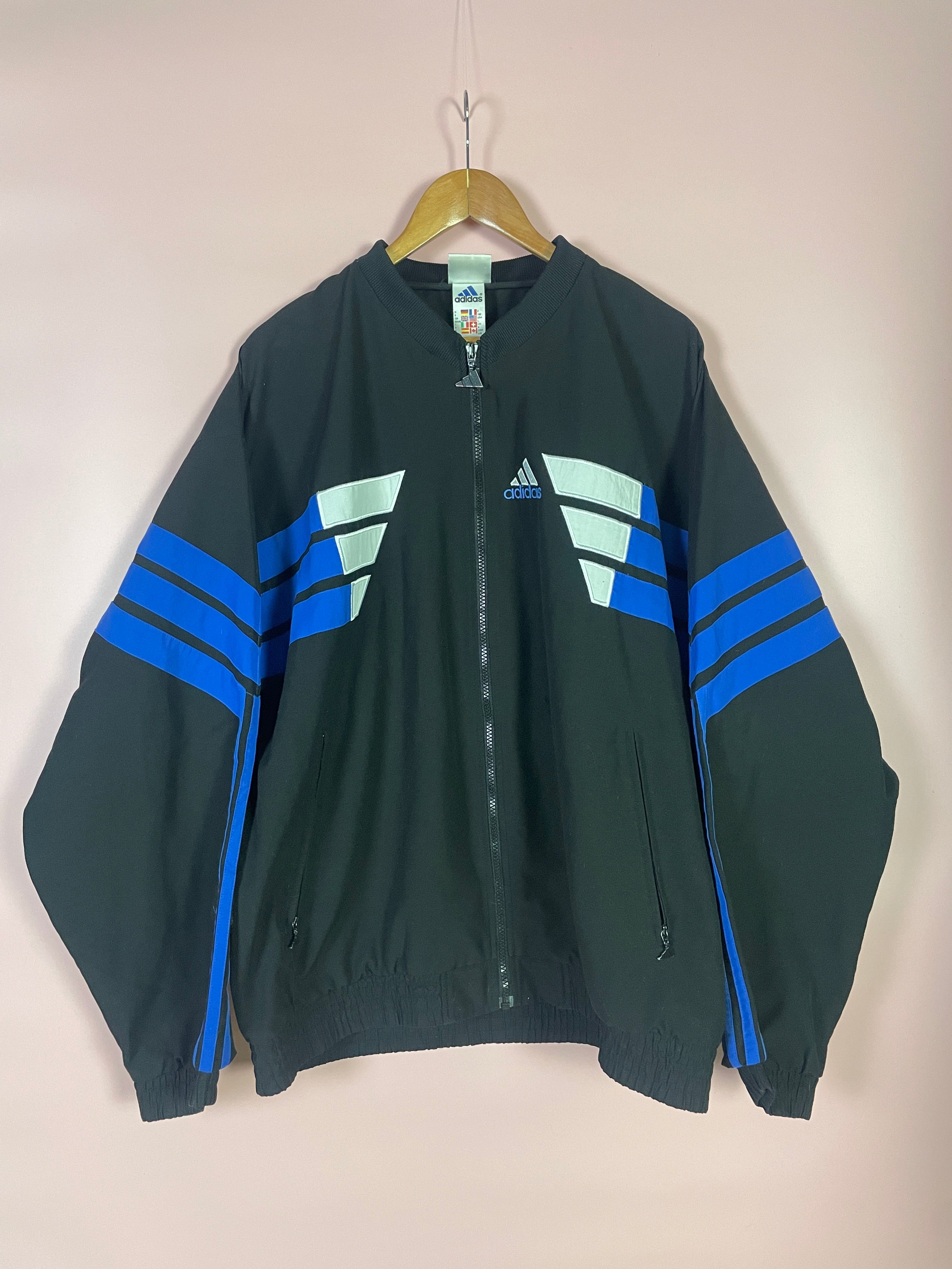 XL Adidas Trainings Jacke blau/schwarz