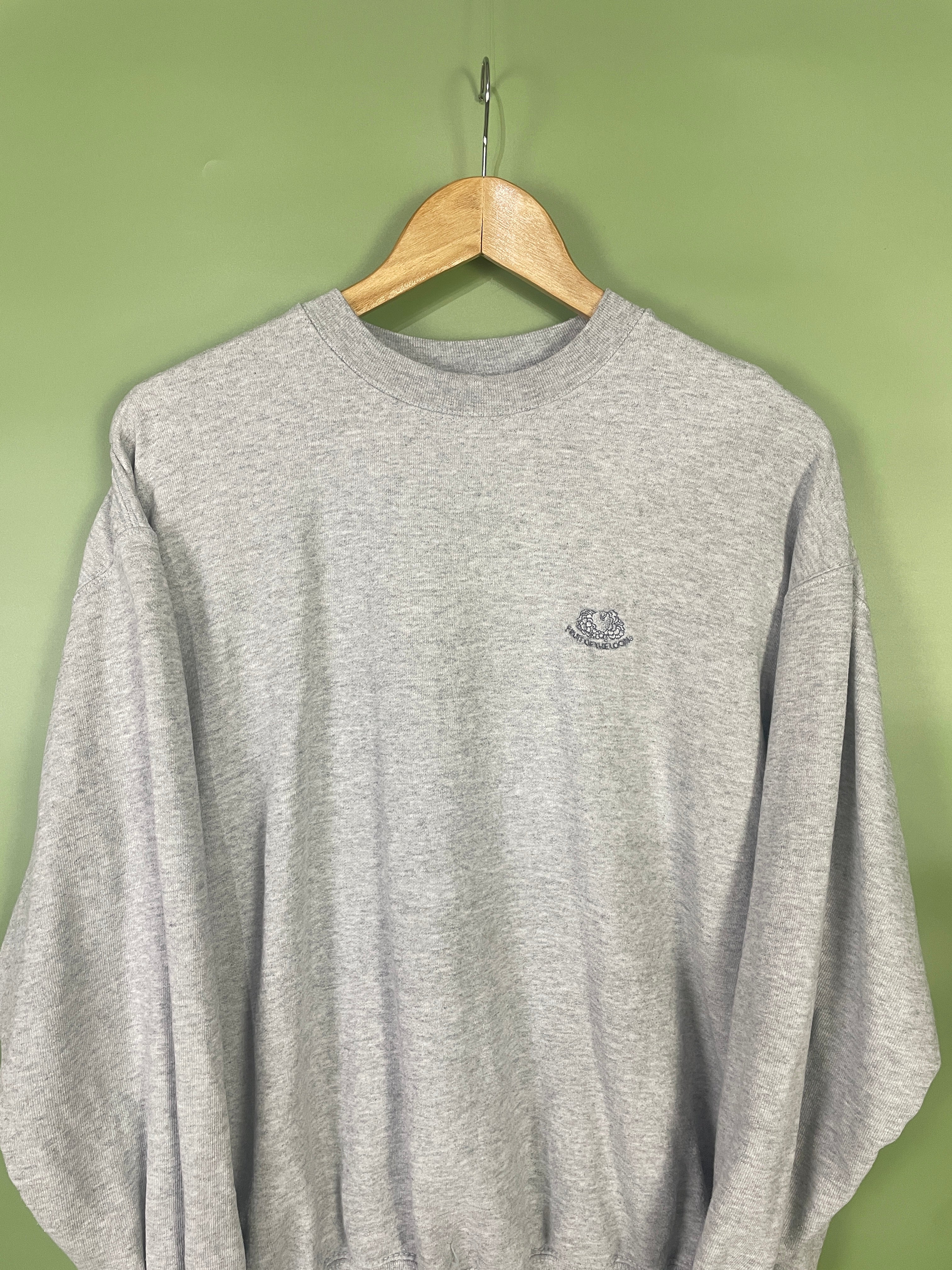 M-L Fruit of the Loom Sweater grau