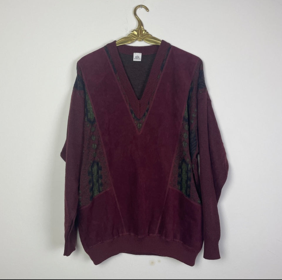 M Pullover abstrakte Muster weinrot