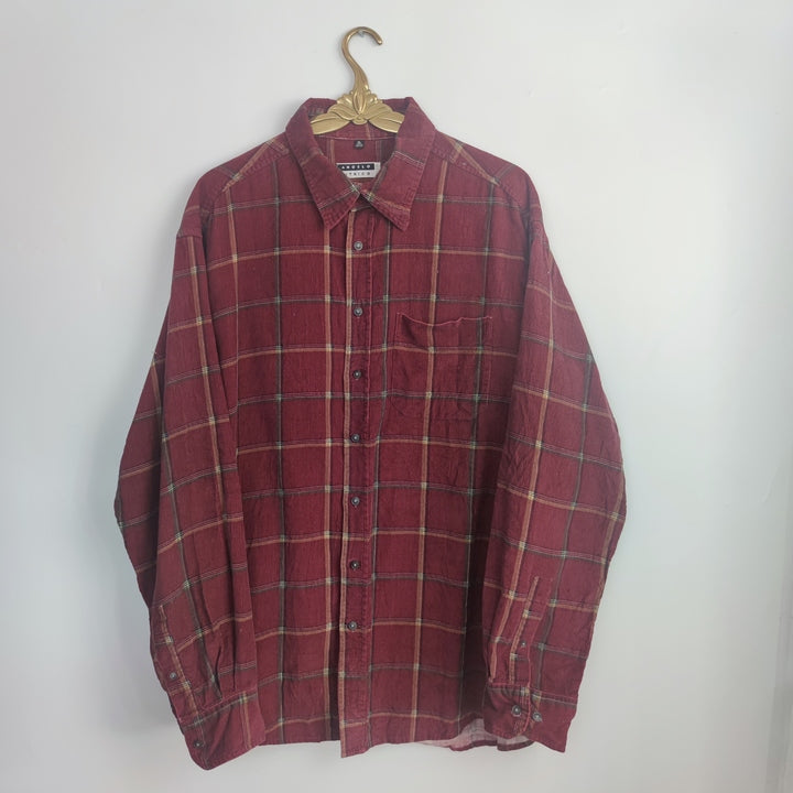 XL Vintage Cord Hemd Rot kariert