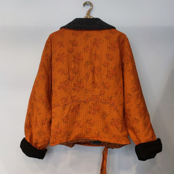 M Funky Jacke Blumen mitteldick orange/schwarz