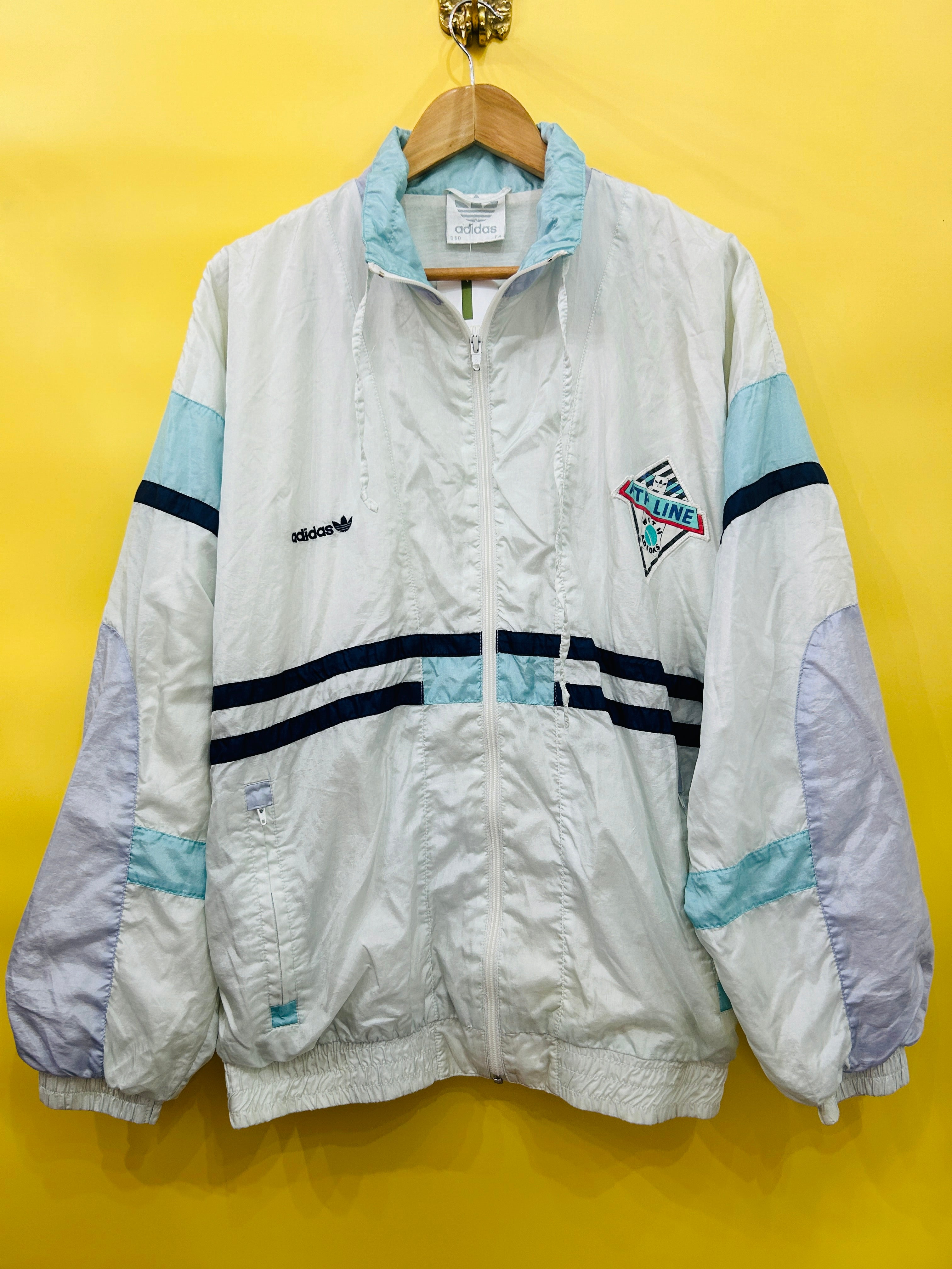 M L Vintage Adidas Trainingsjacke weiB mint