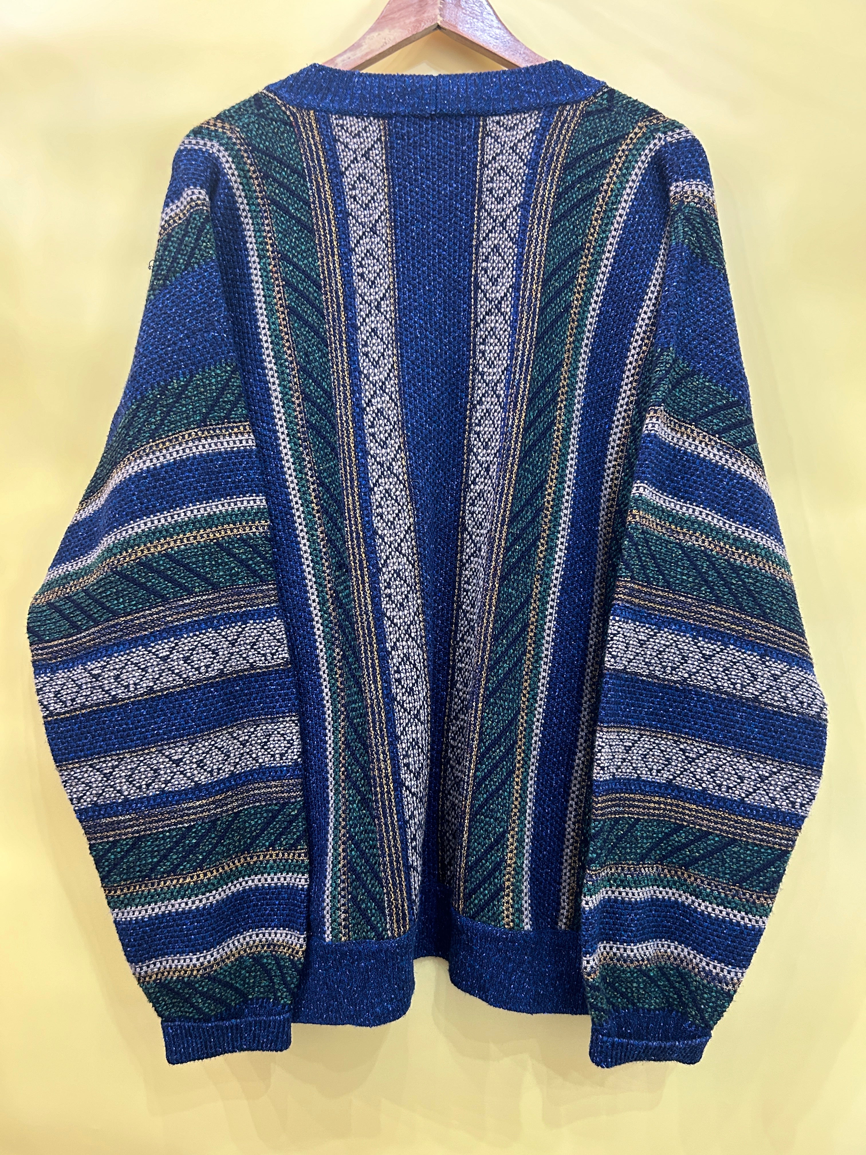 XL-XXL Vintage Cardigan Strick gestreift