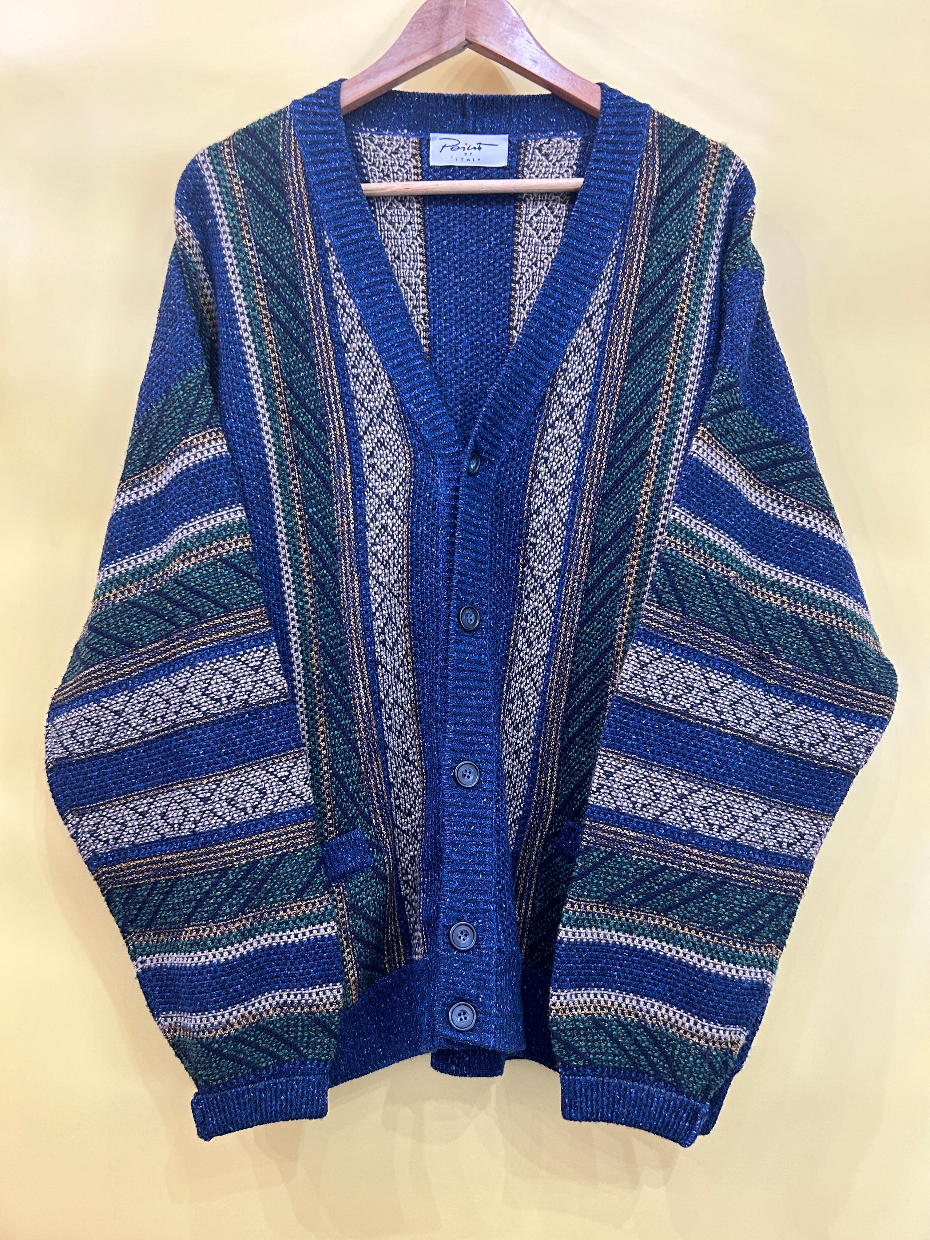 XL-XXL Vintage Cardigan Strick gestreift