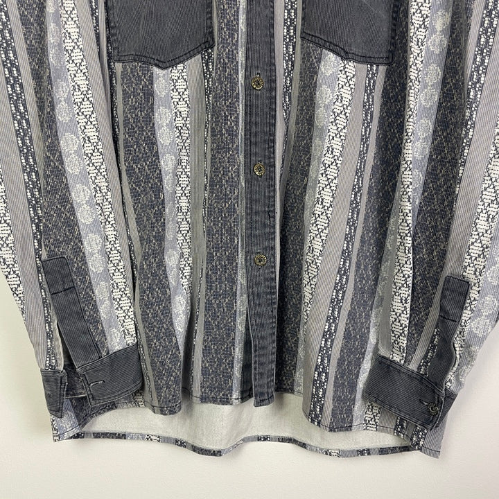XXL Vintage Cord Hemd grau weiß