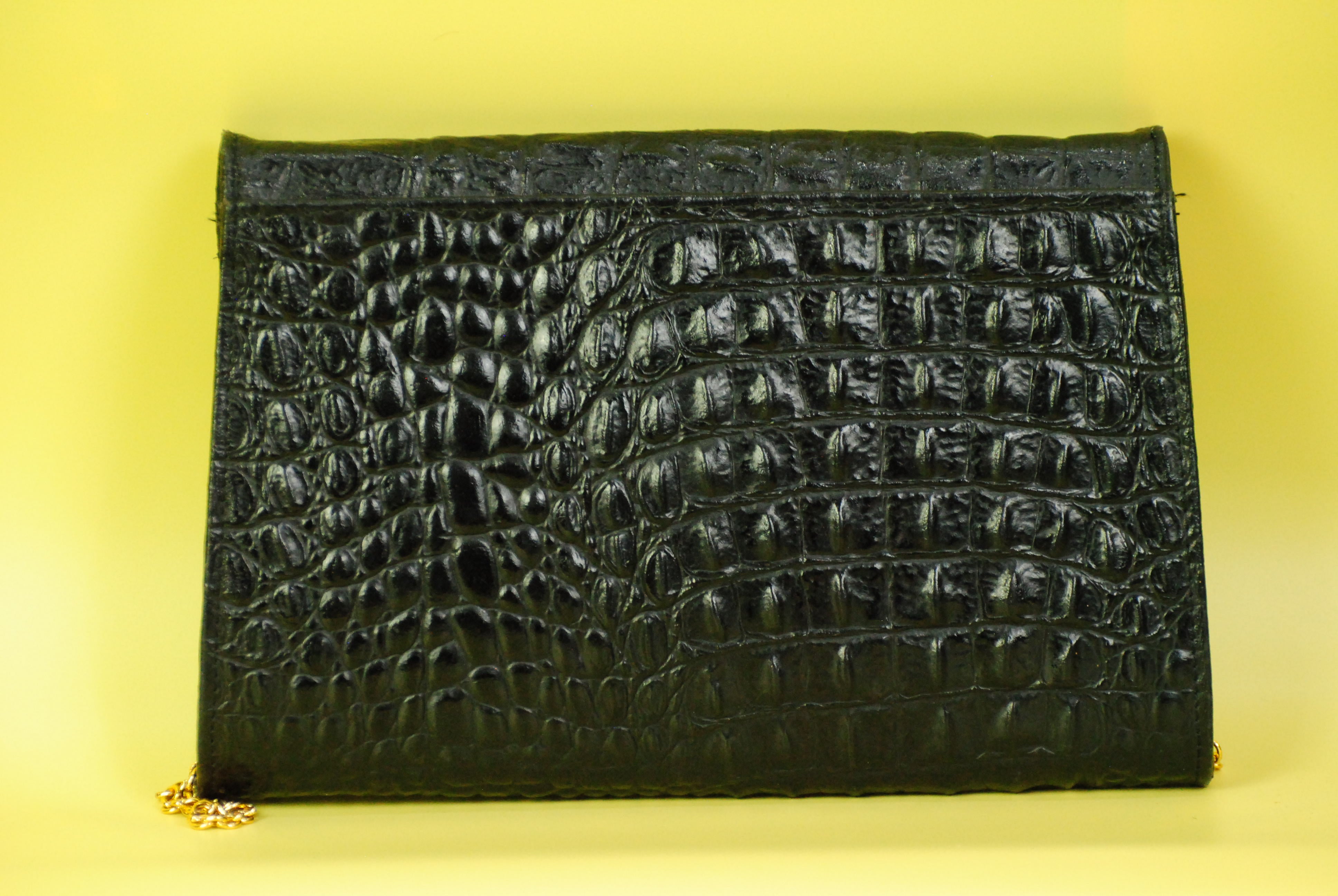 Vintage Krokodil Leder Handtasche  in schwarz