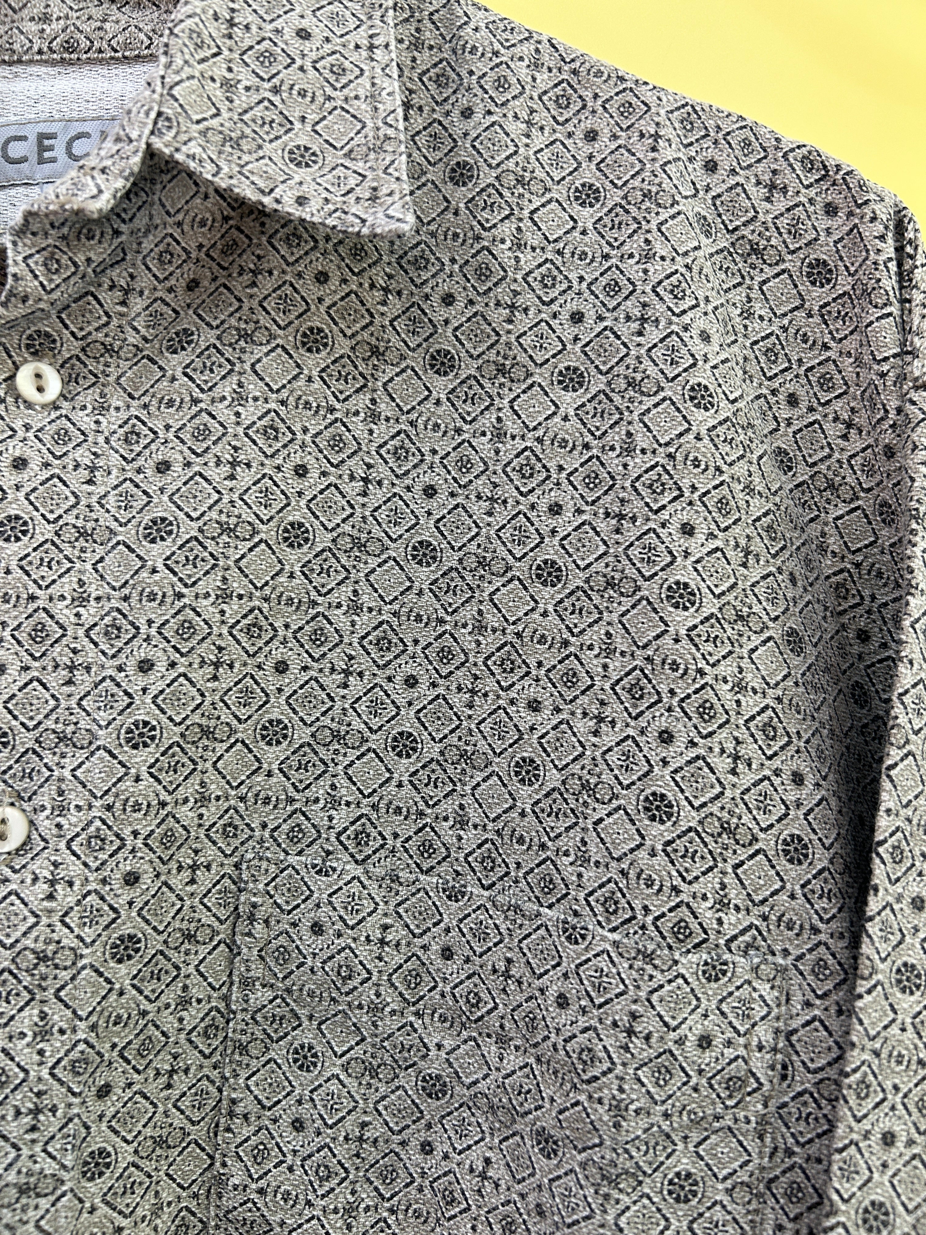 L Vintage Cotton Shirt Geometric Patterns