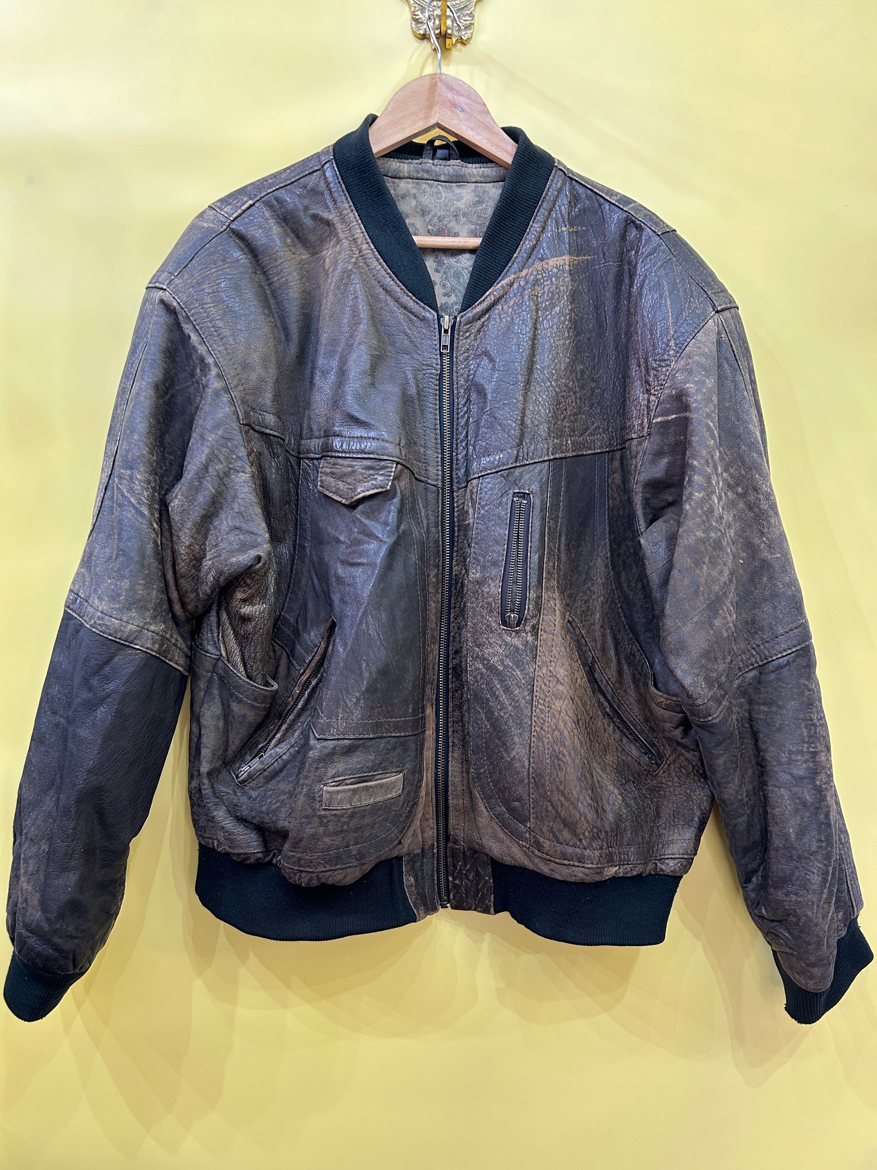 M-L Vintage Ledtherjacket usedlook