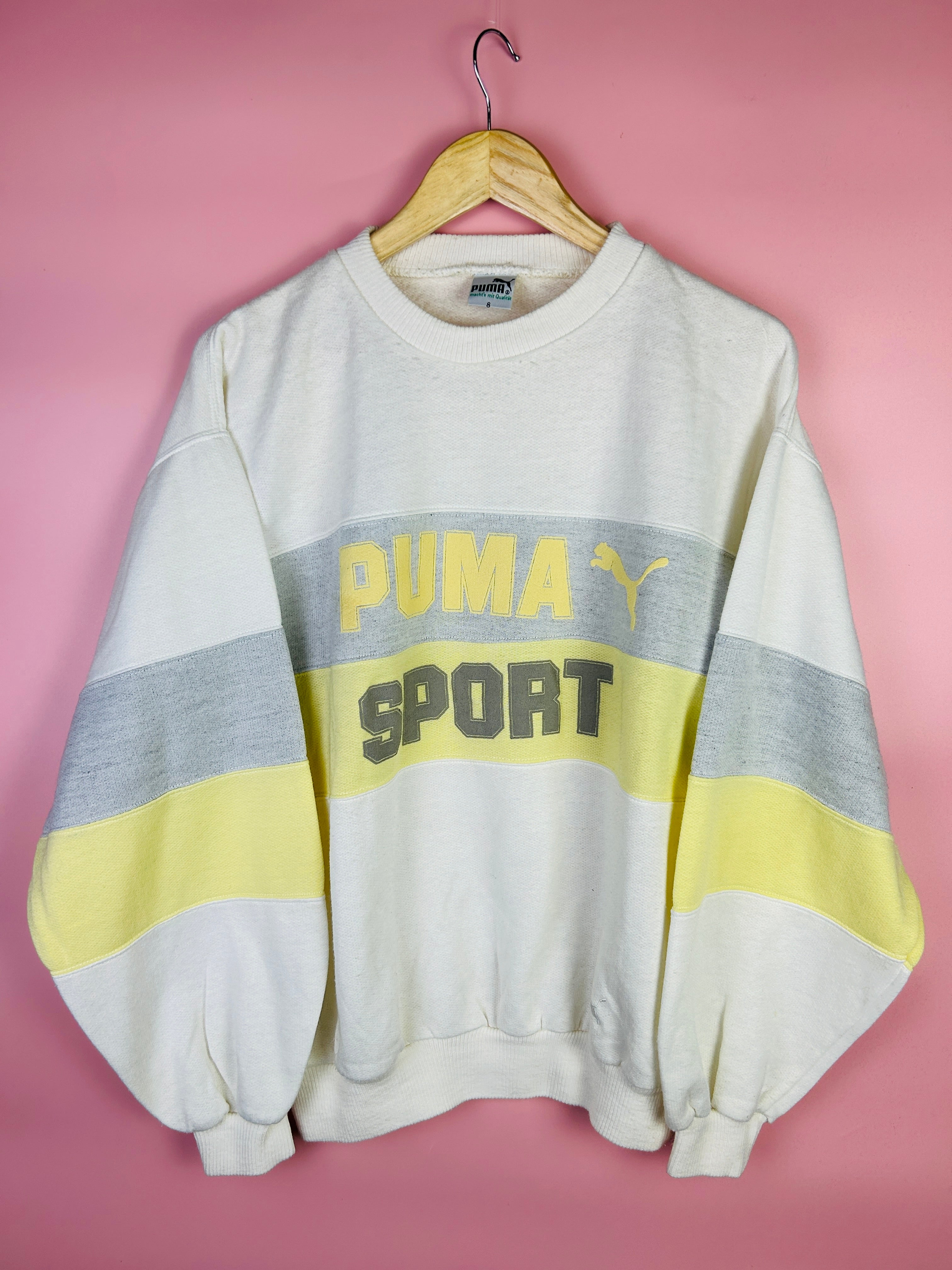 M Vintage Puma Sweater weiß