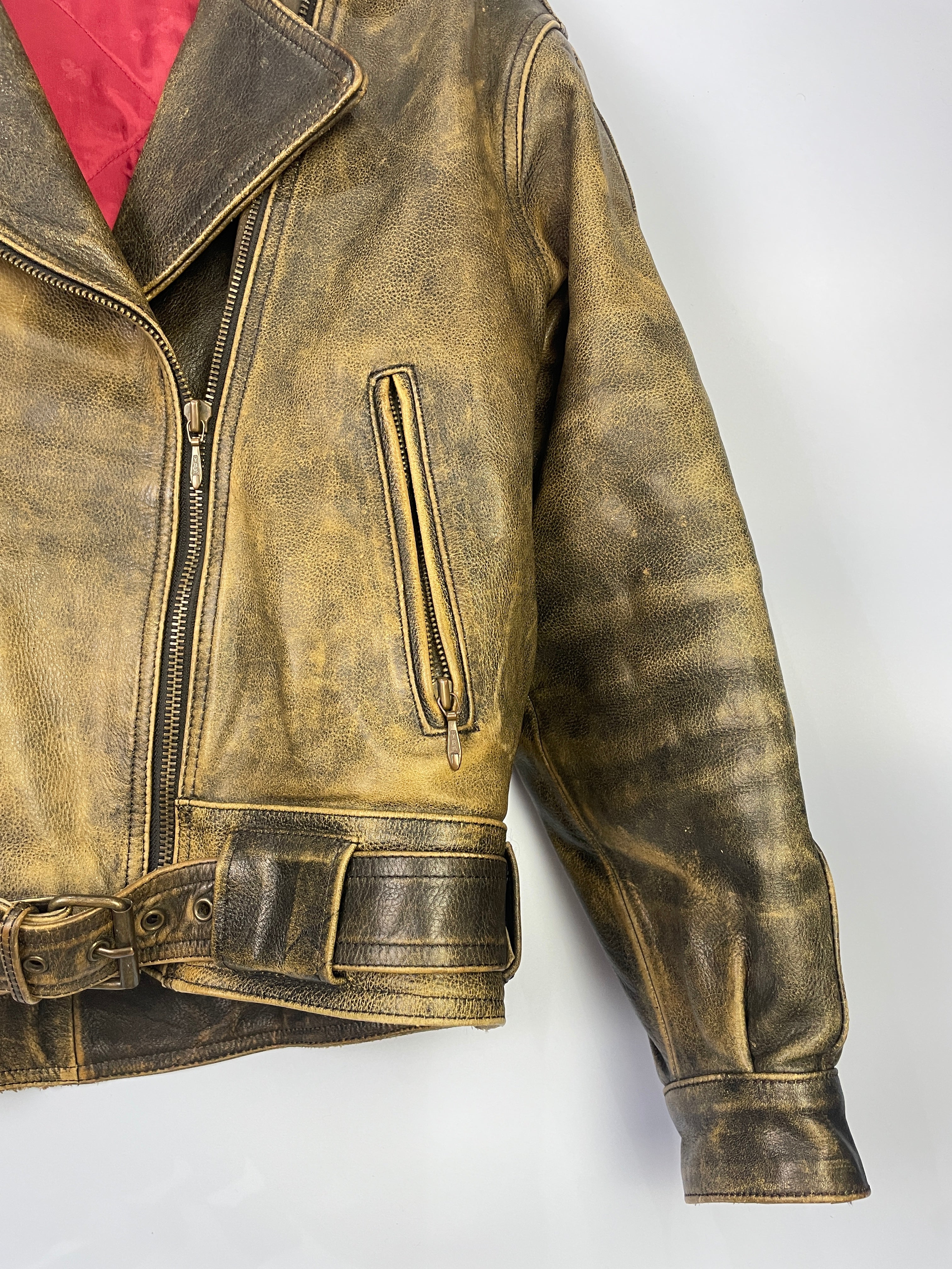 L Vintage Genius Leder Biker Jacket