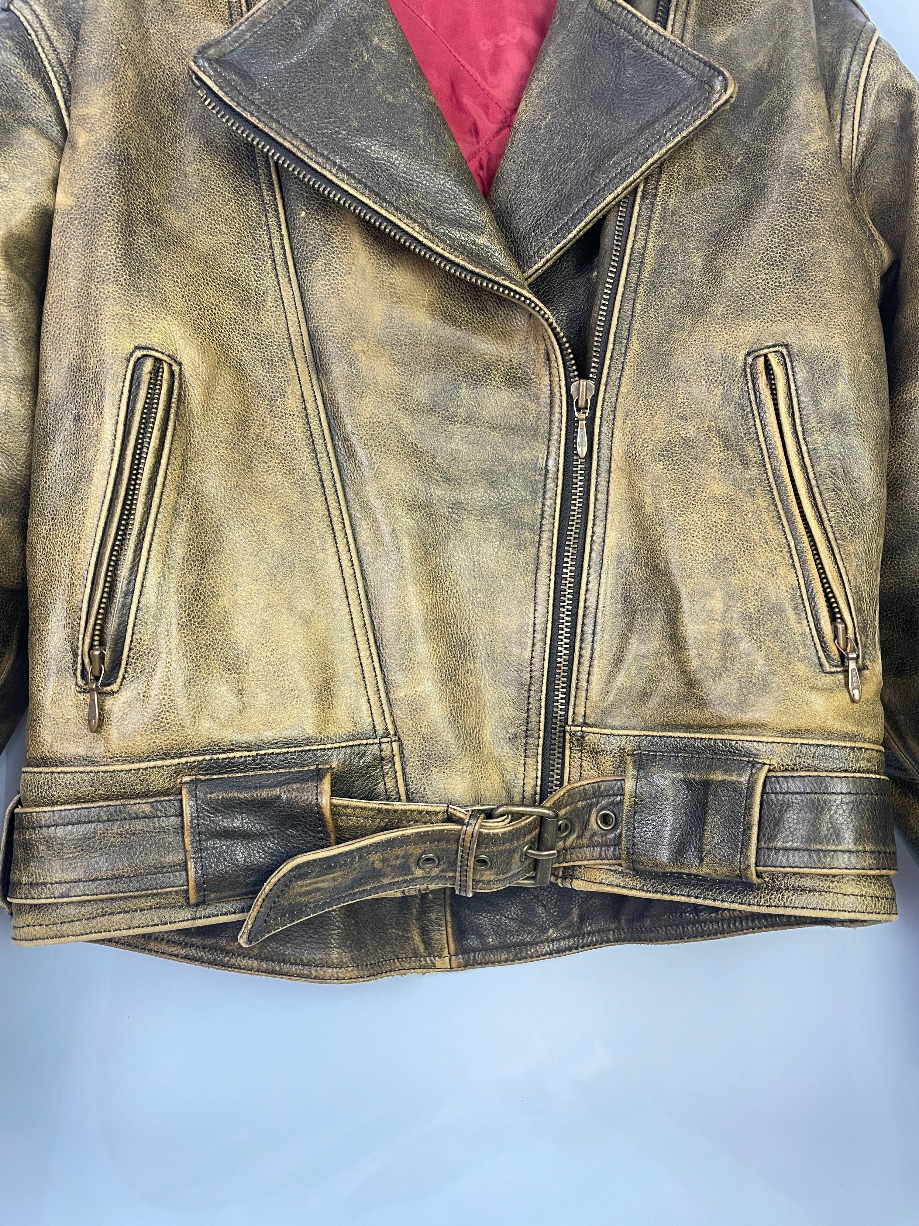 L Vintage Genius Leder Biker Jacket