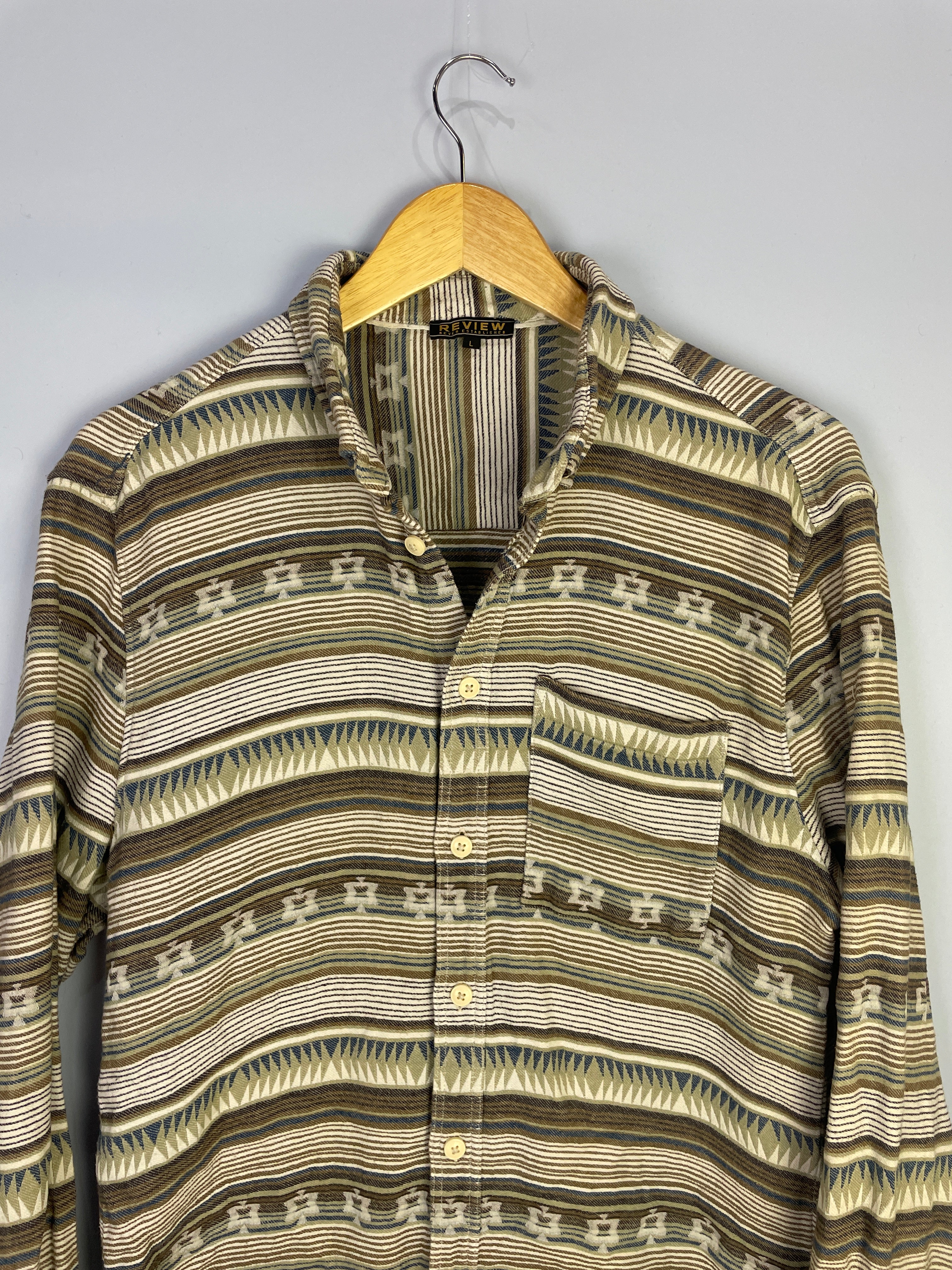 L Unisex Vintage Long Sleeves Shirt Navajo Patterns
