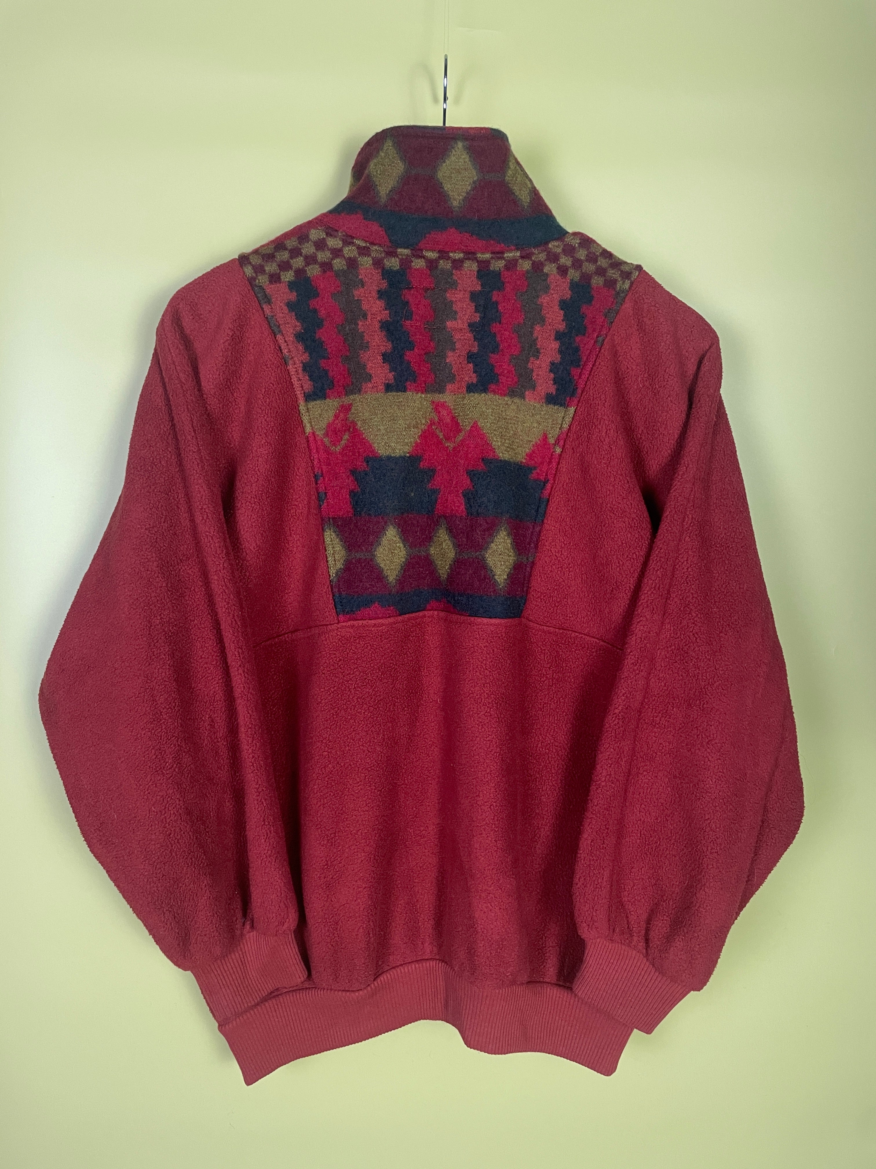M Fleece Sweater Navajo Muster dunkelrot