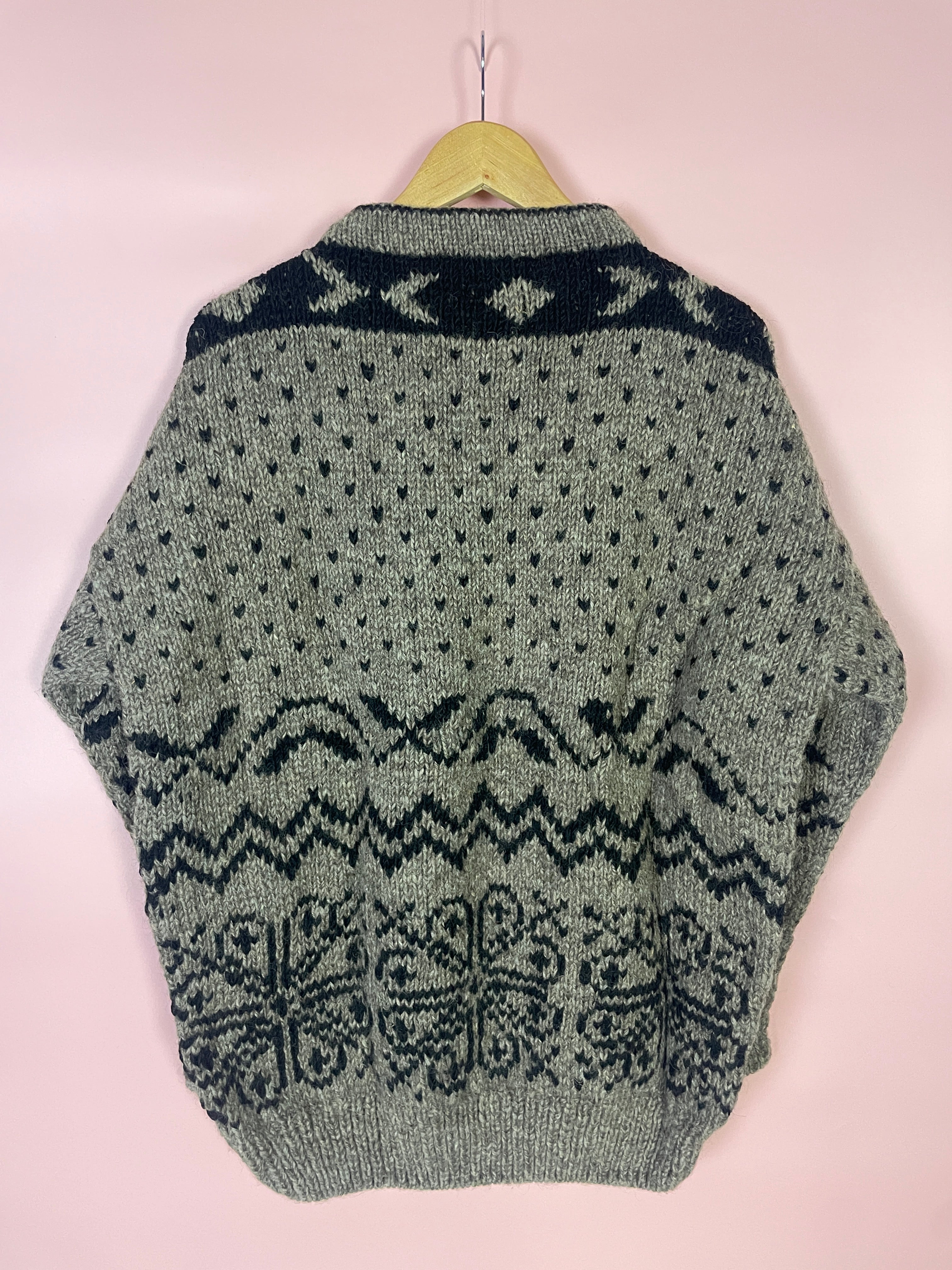 L 100% Wolle Pullover Boho
